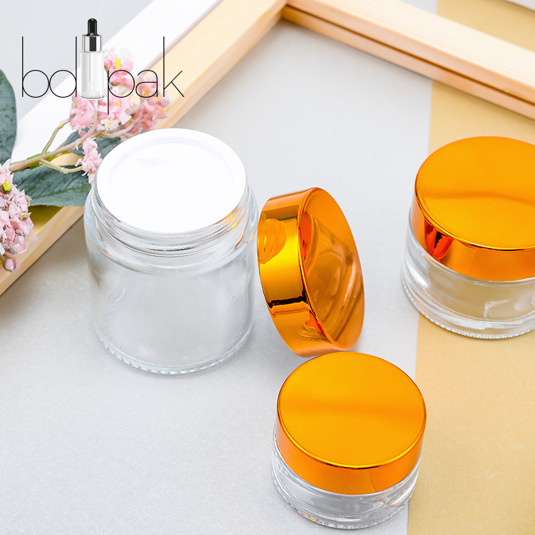Wholesale BDPAK Empty 5ml 10ml 20ml 30 ml 50ml 100ml Cosmetic Amber Clear Glass Cream Jar For Face Cream Cosmetic