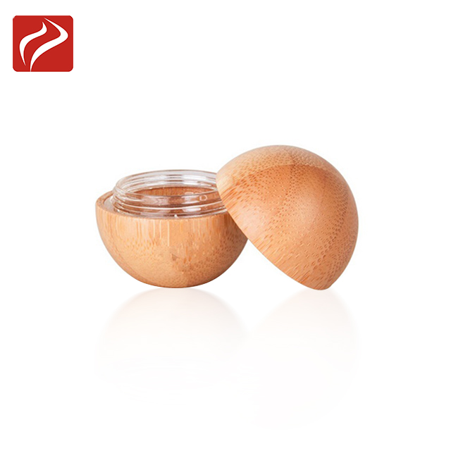 Wholesale Ball Shaped Plastic Cream Jar with Bamboo Caps for Cosmetic Skin Care Lotion container Packaging