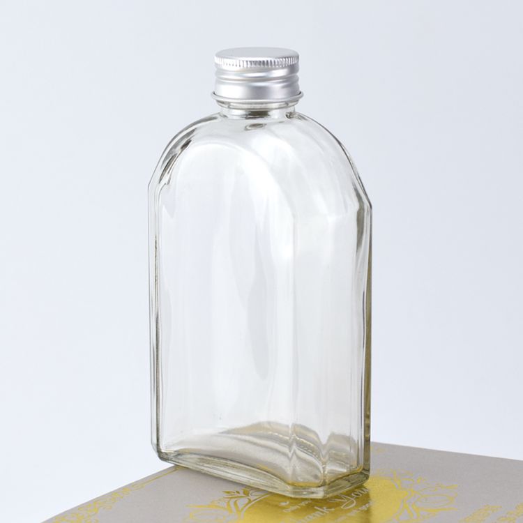Wholesale Beverage Flat Square Clear Glass 50ml 100ml Juice Bottle 200ml