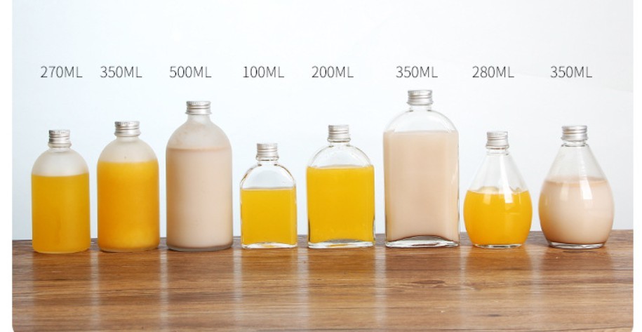 Wholesale Beverage Flat Square Clear Glass 50ml 100ml Juice Bottle 200ml