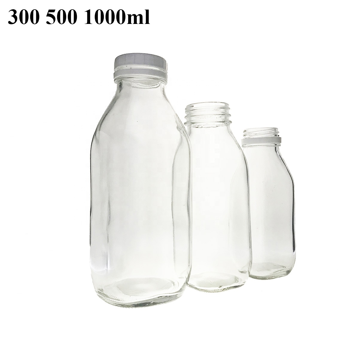 Wholesale Beverage Use 300ml 500ml 1000ml Square Glass Milk Bottle With Tamper-proof Lid