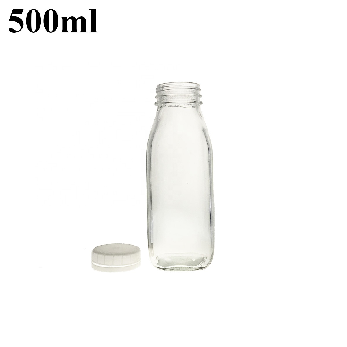 Wholesale Beverage Use 300ml 500ml 1000ml Square Glass Milk Bottle With Tamper-proof Lid