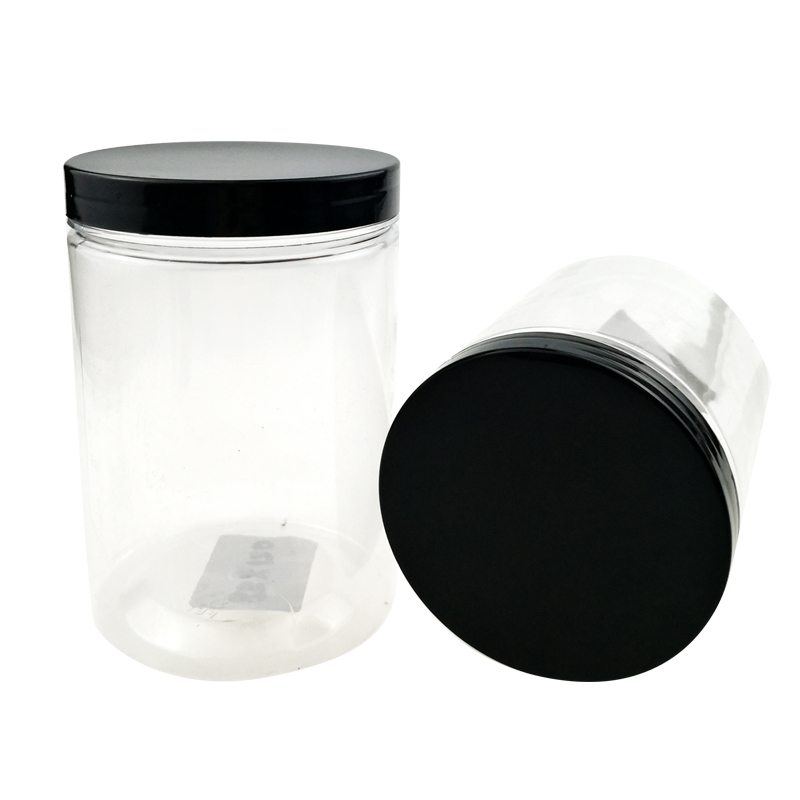 Wholesale Big Empty 320ml to 1400ml Cheap Supplier Manufacturing Plastic storage Bottles and Jars with Black Lid