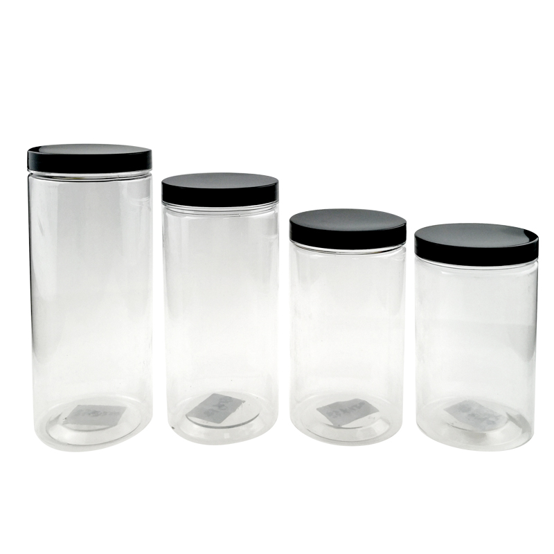Wholesale Big Empty 320ml to 1400ml Cheap Supplier Manufacturing Plastic storage Bottles and Jars with Black Lid