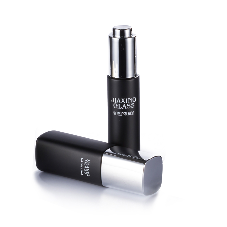 Wholesale Black Round Glass Cosmetic Container 100ml 30ml 50ml Luxury Serum/Cream Glass Cosmetic Container Jar Bottle with Lid