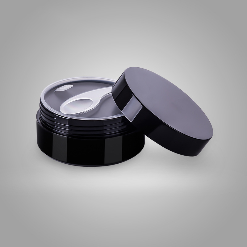 Wholesale Black Skincare Cream Facial-pack Eye Cream Plastic Jar with Spoon 100g Lip Scrub Container