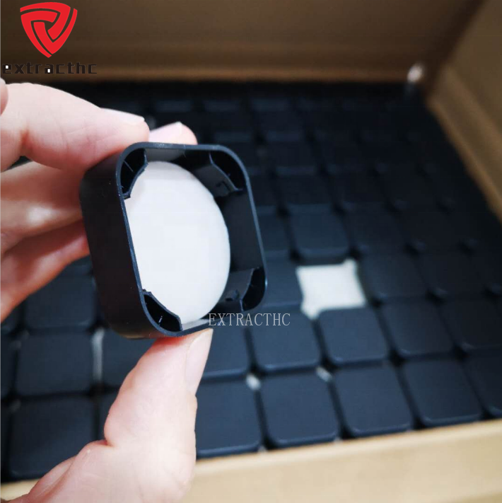 Wholesale Black UV Glass Concentrate Container Square Cube Style 5ml 7ml 9ml Glass Jar with Child Resistant Black Lids