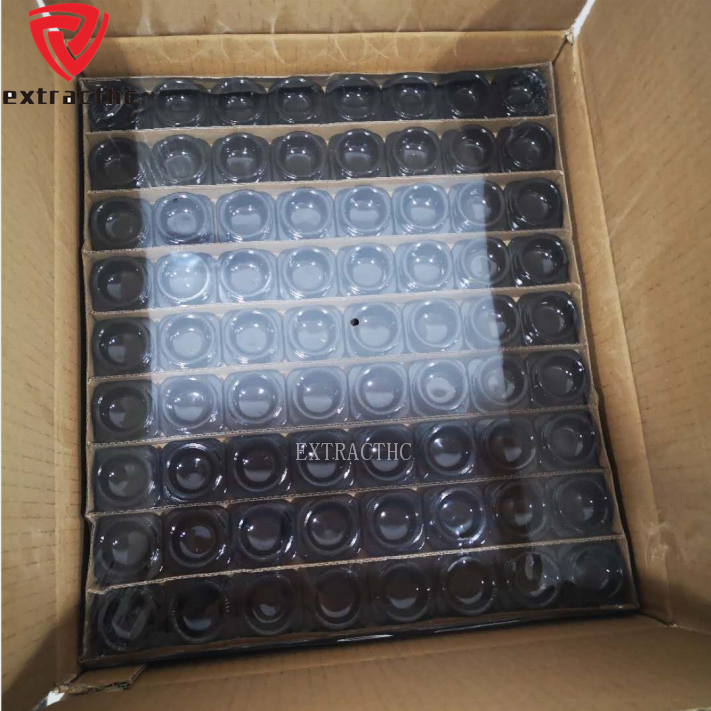 Wholesale Black UV Glass Concentrate Container Square Cube Style 5ml 7ml 9ml Glass Jar with Child Resistant Black Lids