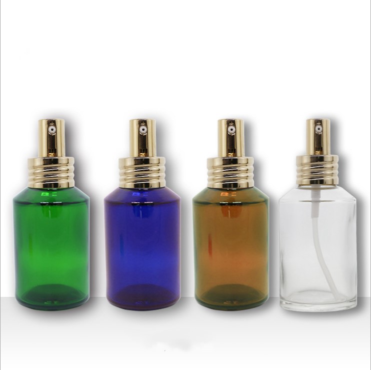 Wholesale Black and gold lotion bottles body glass perfume bottles 30 ml 60ml 100ml 200ml spray