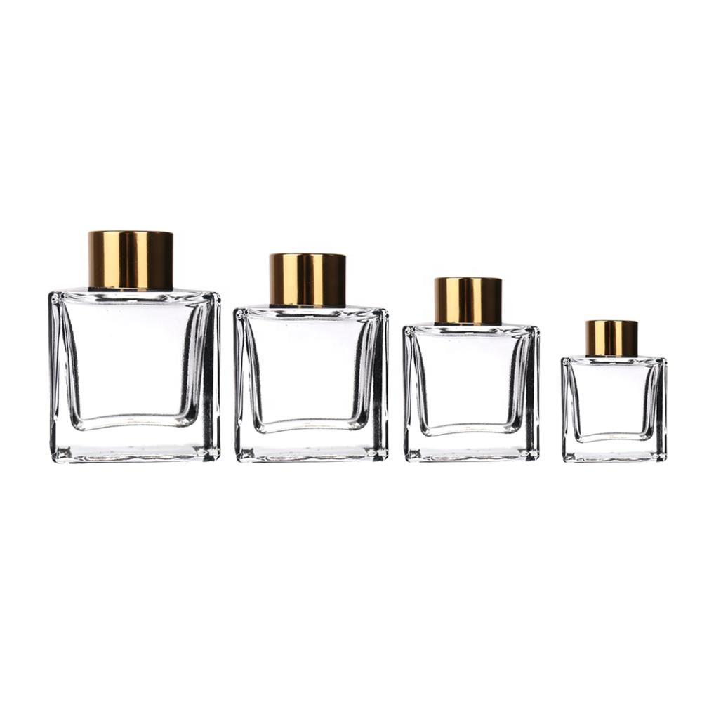 Wholesale Black transparent frost red Square Diffuser Glass bottles Reed Diffuser Bottle with screw cap