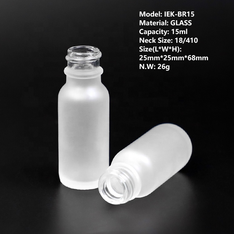 Wholesale Body Oil Bottle 15ml Frosted Boston Round Glass Bottle With Aluminum Dropper