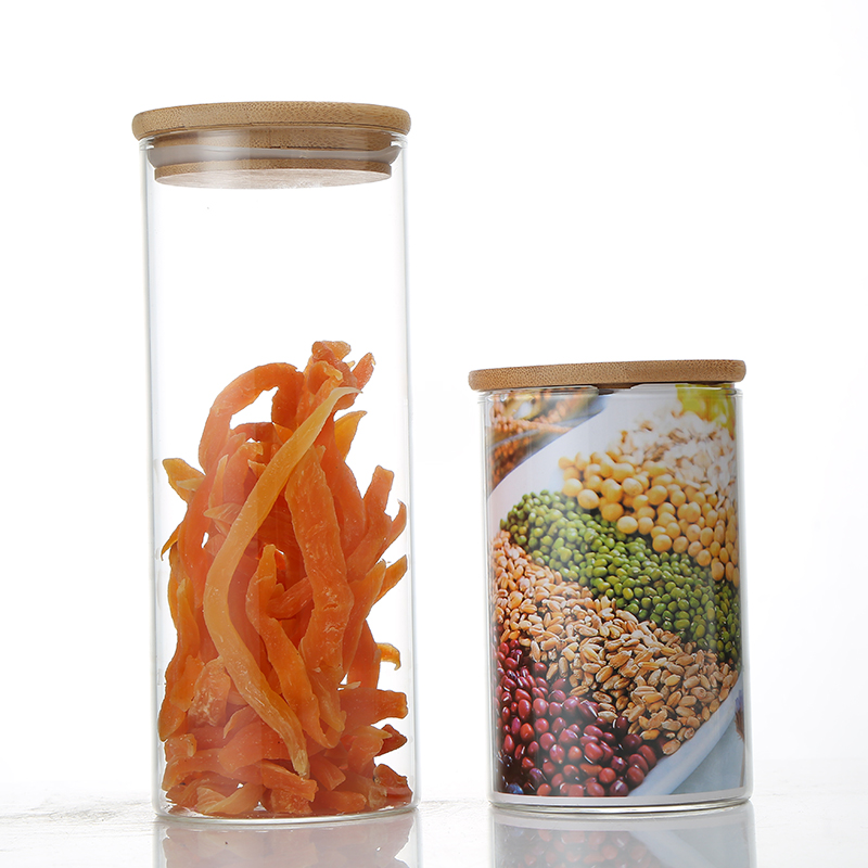 Wholesale Borosilicate Glass Decorative Storage Jars With Bamboo Lid Customized Multiple Specifications