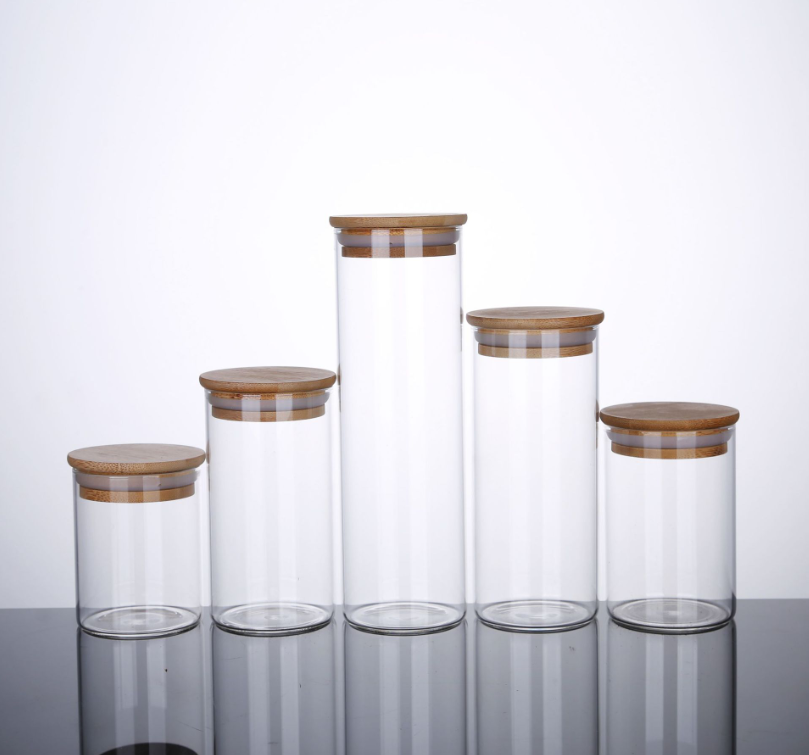 Wholesale Borosilicate Glass Jar Bulk Glass Jar with Silicone Lid