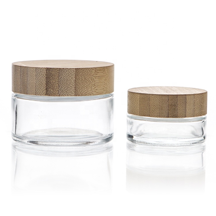 Wholesale Branding Clear Glass Cream Containers Cosmetic Jar 50g 100g