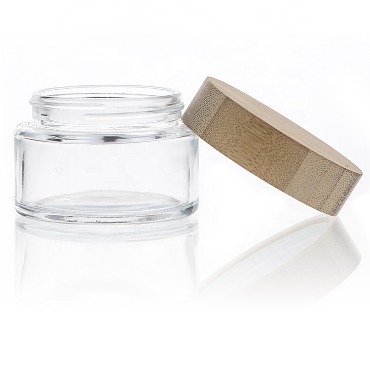 Wholesale Branding Clear Glass Cream Containers Cosmetic Jar 50g 100g