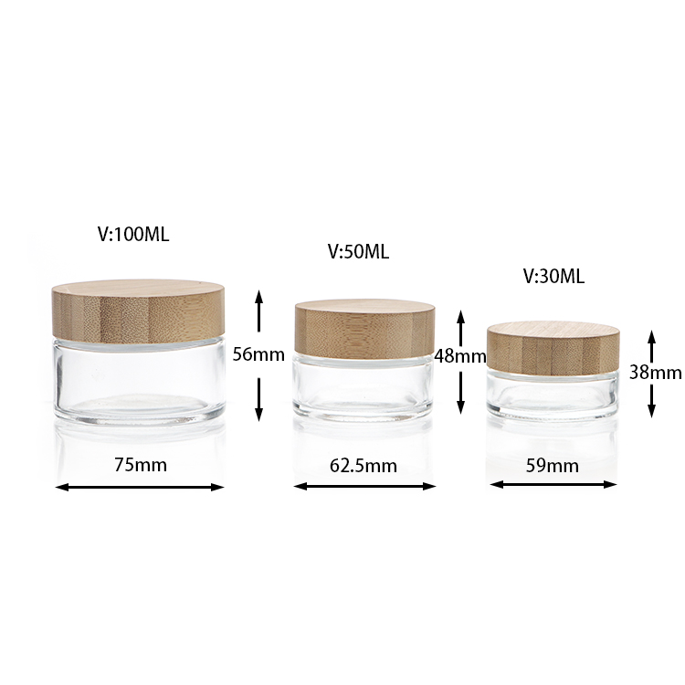 Wholesale Branding Clear Glass Cream Containers Cosmetic Jar 50g 100g