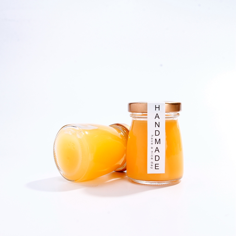 Wholesale Bulk High Quality100ml 200ml Fresh Milk Bottle Dessert Glasses Pudding Jar With Metal Lid