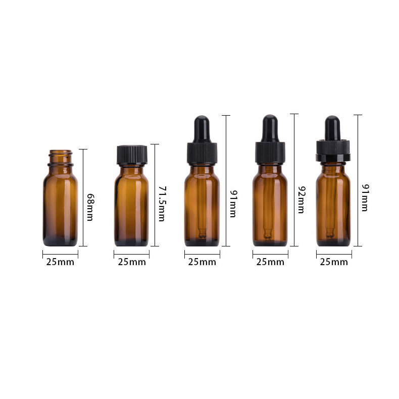 Wholesale CBD oil 10ml 15ml 20ml Essential oil glass vial dropper bottles with aluminium cap or CRC caps