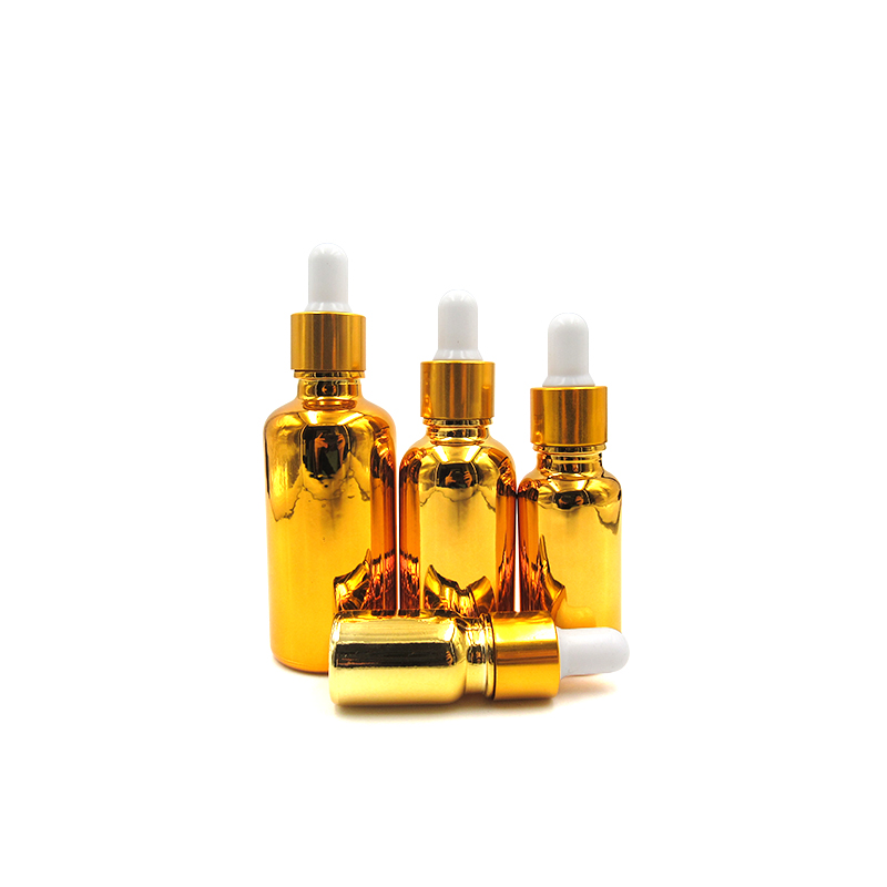 Wholesale CBD oil skin care use 1oz 30ml 50ml 100ml gold glass dropper bottle Cosmetic Gold Bottle with free sample