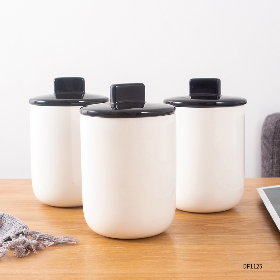Wholesale Ceramic Food Storage Jar Sets Porcelain Flower Tea Coffee Bean Canister with Airtight Ceramic Lid Set of 3