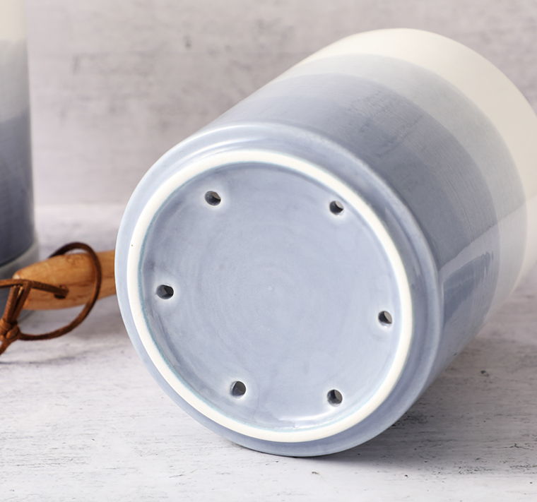 Wholesale Ceramic Storage Holder Round Shape Pot With Plate for Store Cooking Tools Utensil Flatware Kitchen Accessories Jar