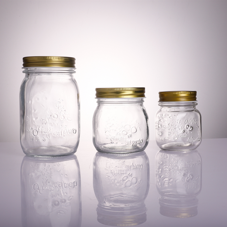 Wholesale Cheap Old Fashion Regular Mouth Drinking Glass Jelly Manson Glass Jar With Handle