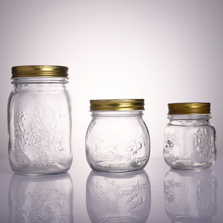 Wholesale Cheap Old Fashion Regular Mouth Drinking Glass Jelly Manson Glass Jar With Handle
