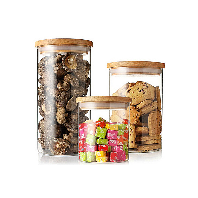 Wholesale Cheap Price Food Glass Storage Jar With Wooden Lid  Glass Jam Bottles For Kitchen