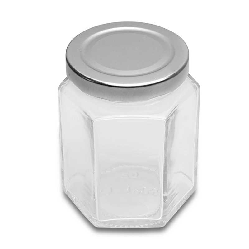 Wholesale Cheap Price Honey Jars Glass Hexagonal With Metal Closure