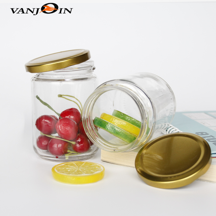 Wholesale Cheap Round Bottles Glass Jars Food Storage 100ml 200ml 300ml 400ml 500ml 700ml 1000ml variety size with metal Lids