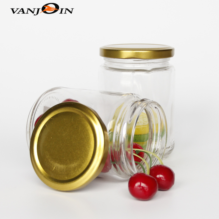 Wholesale Cheap Round Bottles Glass Jars Food Storage 100ml 200ml 300ml 400ml 500ml 700ml 1000ml variety size with metal Lids