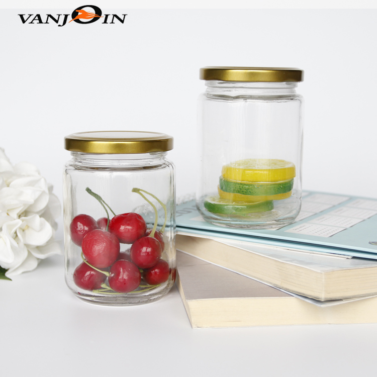 Wholesale Cheap Round Bottles Glass Jars Food Storage 100ml 200ml 300ml 400ml 500ml 700ml 1000ml variety size with metal Lids