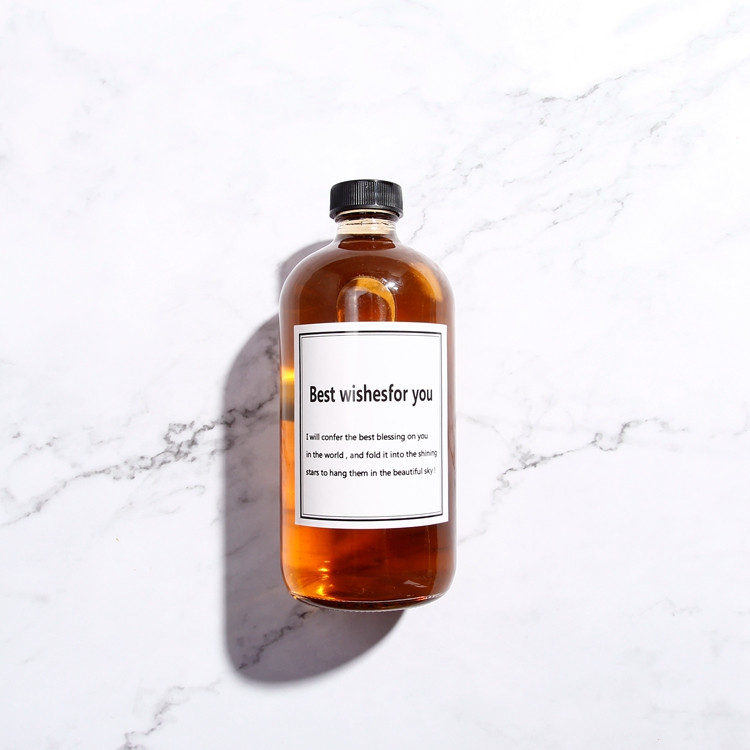 Wholesale Classic 250ml 500ml Empty Amber Glass Bottles with Lids for drinks half golden Colour Spray