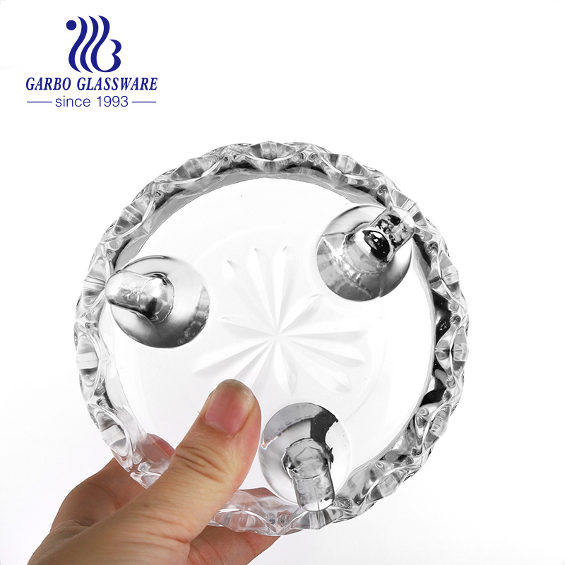 Wholesale Classical Engraved Pattern Glass Candy Pot Glass Dessert Cookie Jar with Crystal Glass Lid with Wholesale Price