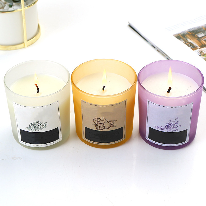 Wholesale Clear And Black Frosted Empty Wide Mouth Container Glass Candle Jars With Wood Lids In Bulk