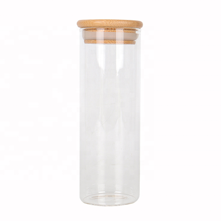 Wholesale Clear Coffee Custom Empty Cylindrical Food Storage Fancy Bottle Candy Cork Glass Cylinder Jar