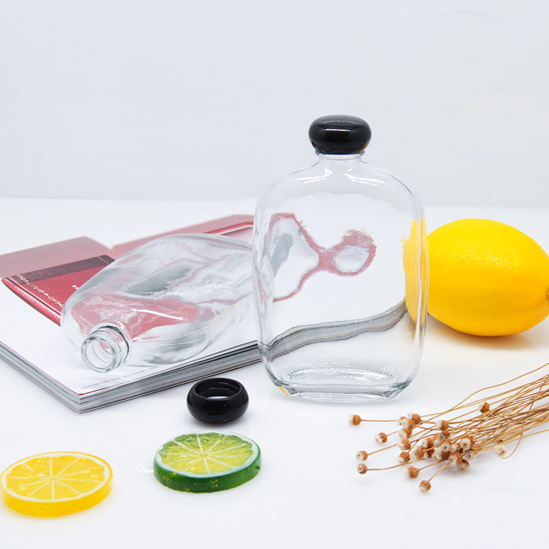 Wholesale Clear Empty 110ml 250 350ml Frosted Glass Wine And Juice Flat Bottle