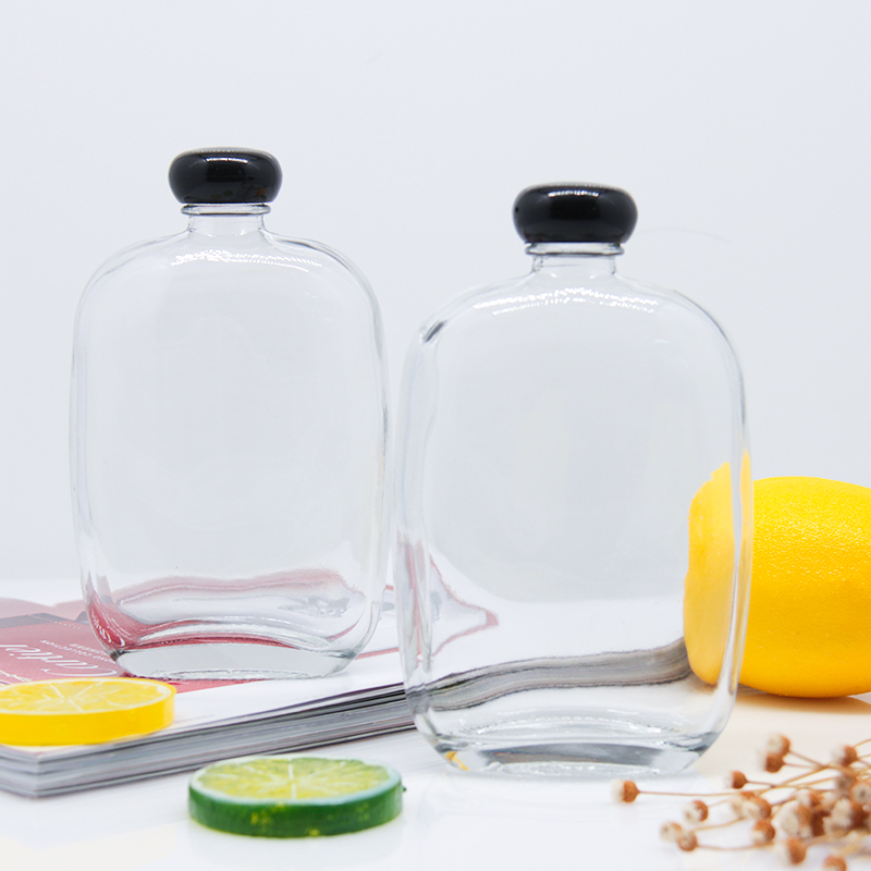 Wholesale Clear Empty 110ml 250 350ml Frosted Glass Wine And Juice Flat Bottle