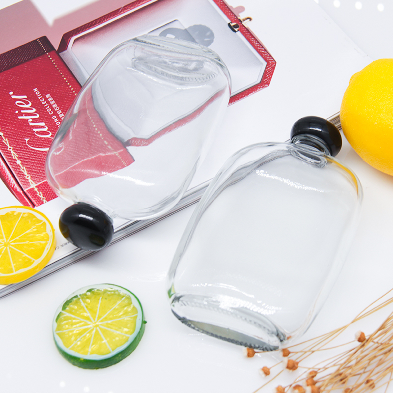 Wholesale Clear Empty 110ml 250 350ml Frosted Glass Wine And Juice Flat Bottle