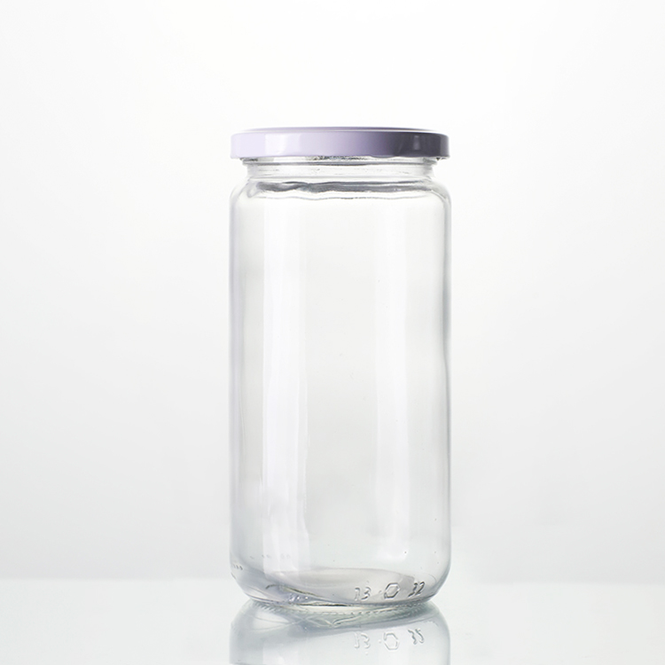 Wholesale Clear Empty 720ml 24oz Tall Cylinder Sauce Bottles Jam Honey Canning Pickle Container Food Glass Jars With Lids