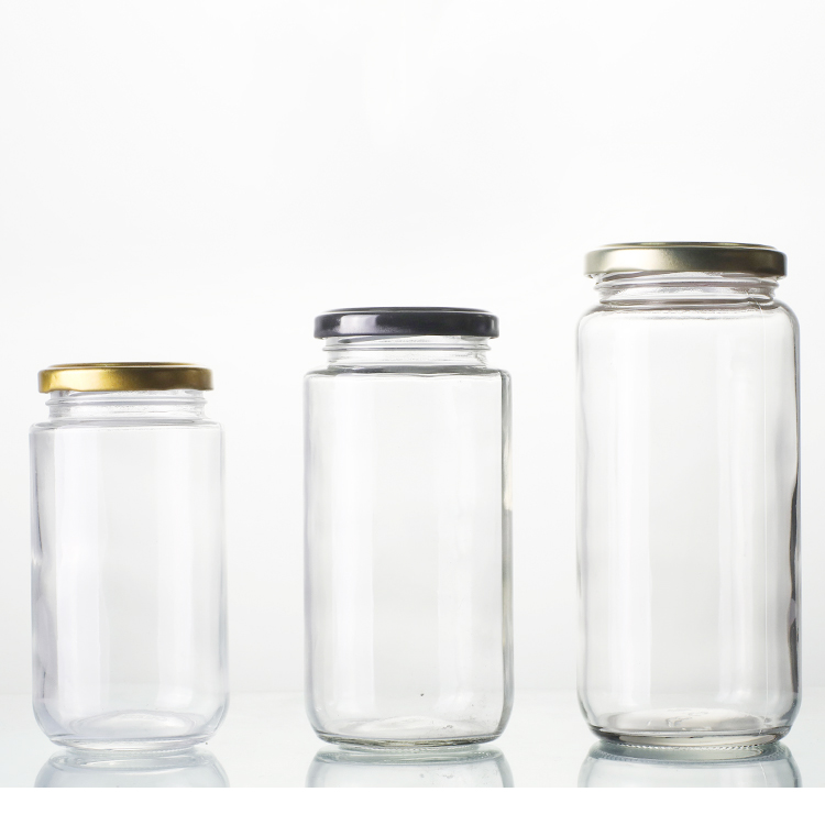 Wholesale Clear Empty 720ml 24oz Tall Cylinder Sauce Bottles Jam Honey Canning Pickle Container Food Glass Jars With Lids