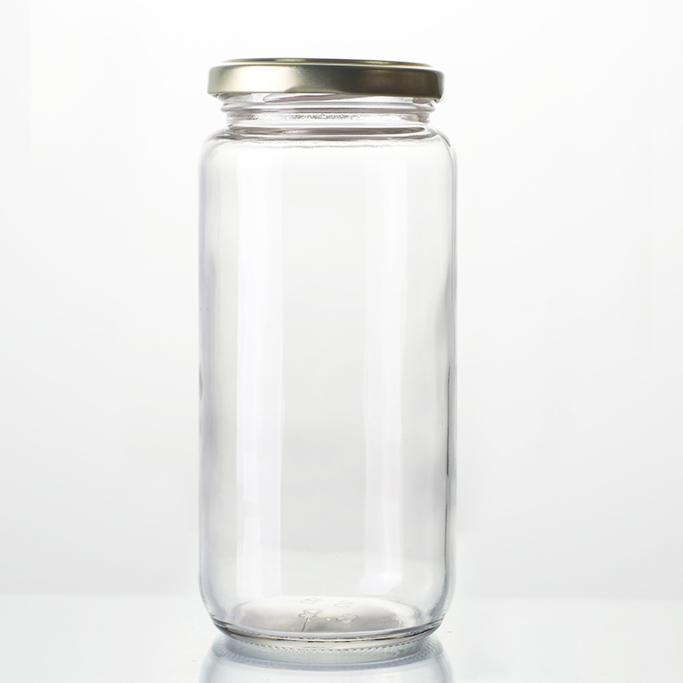 Wholesale Clear Empty 720ml 24oz Tall Cylinder Sauce Bottles Jam Honey Canning Pickle Container Food Glass Jars With Lids