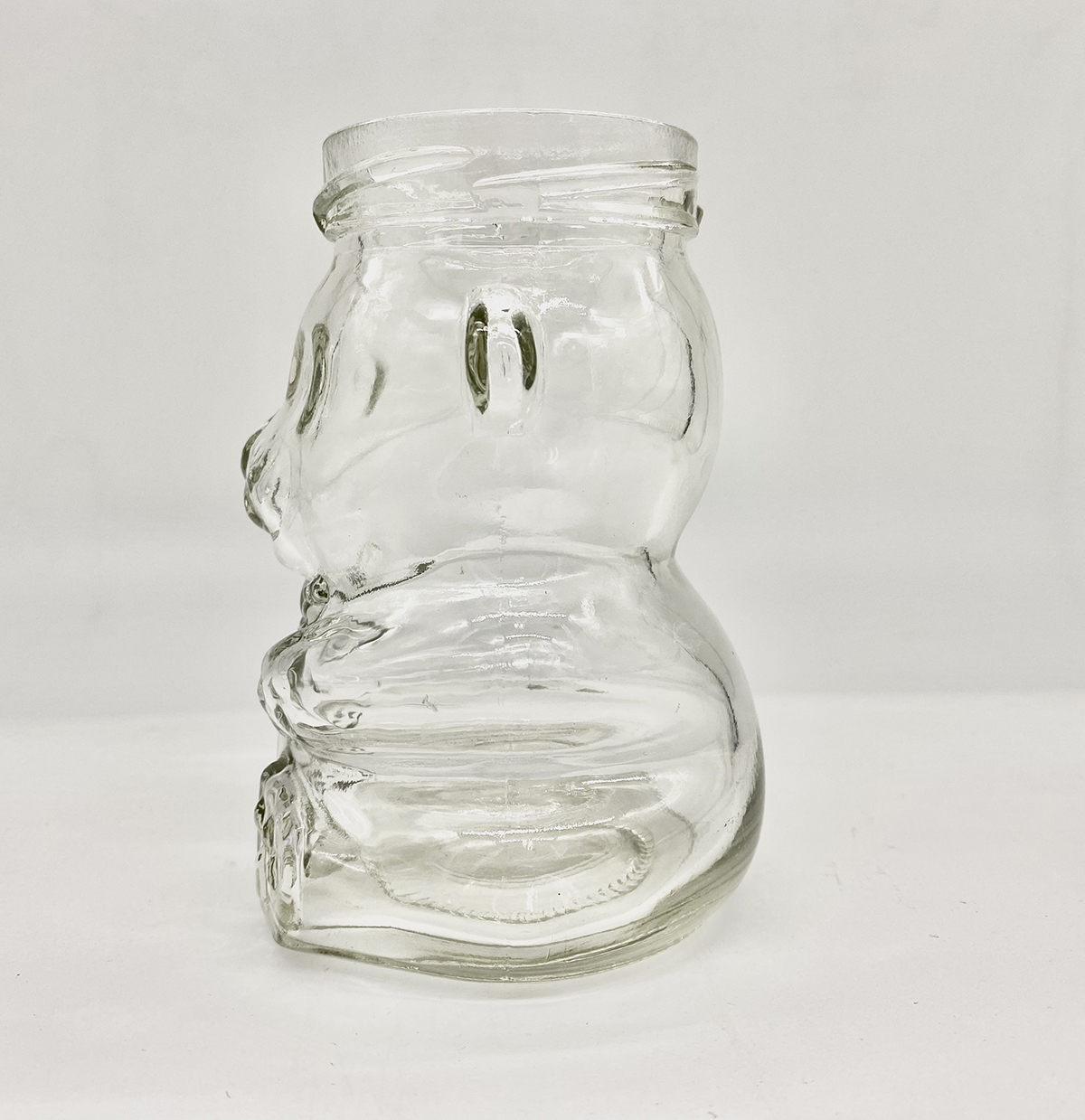 Wholesale Clear Empty honey Bear glass bottle 250ml 8oz Food Grade Glass bottle Candy Jar Storage Bottle with lid