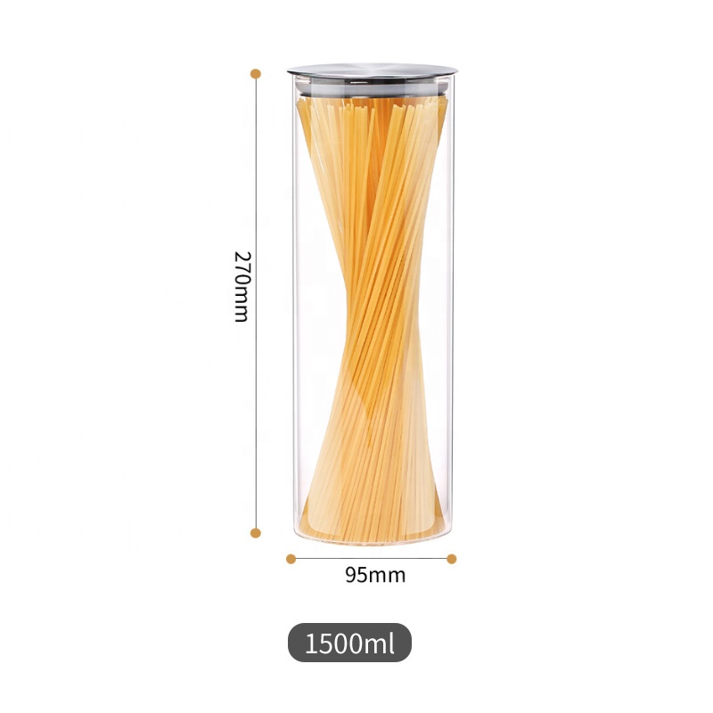 Wholesale Clear Food Grade Borosilicate Airtight Cylinder Spice Kitchen Stash Glass Storage Jar With Metal Lid