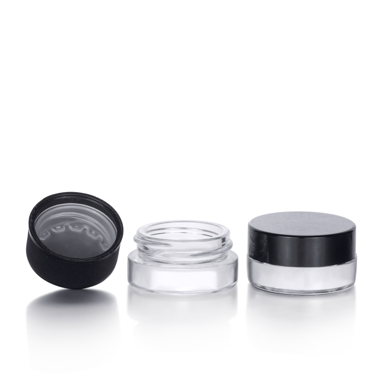 Wholesale Clear Glass Cosmetic Jar 3g 5g 7g 10g Cream Container Round Glass Packaging with Customized Caps and Sizes