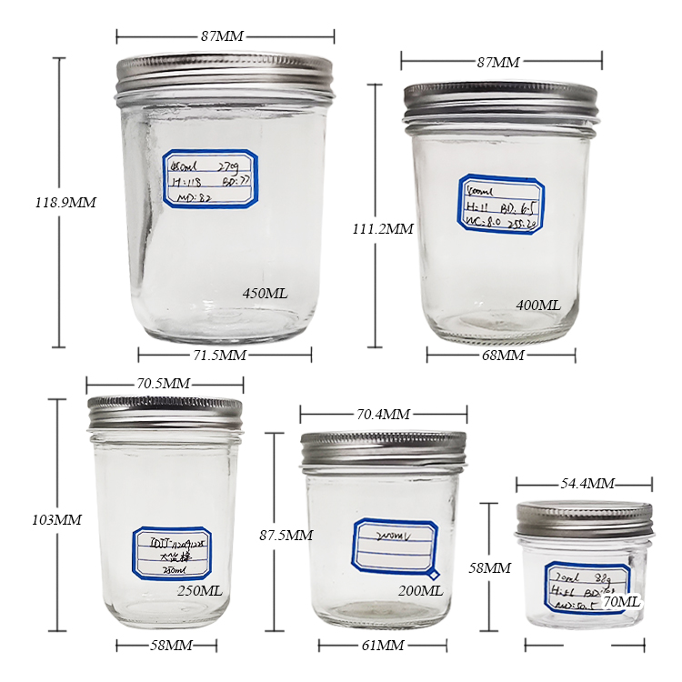 Wholesale Clear Glass Jam Jar Cake Mousse Cup Caviar Jar Sealed Mason Jar With Metal Lid