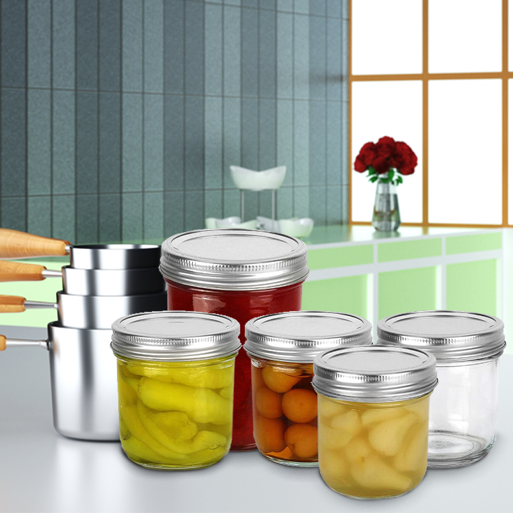 Wholesale Clear Glass Jam Jar Cake Mousse Cup Caviar Jar Sealed Mason Jar With Metal Lid