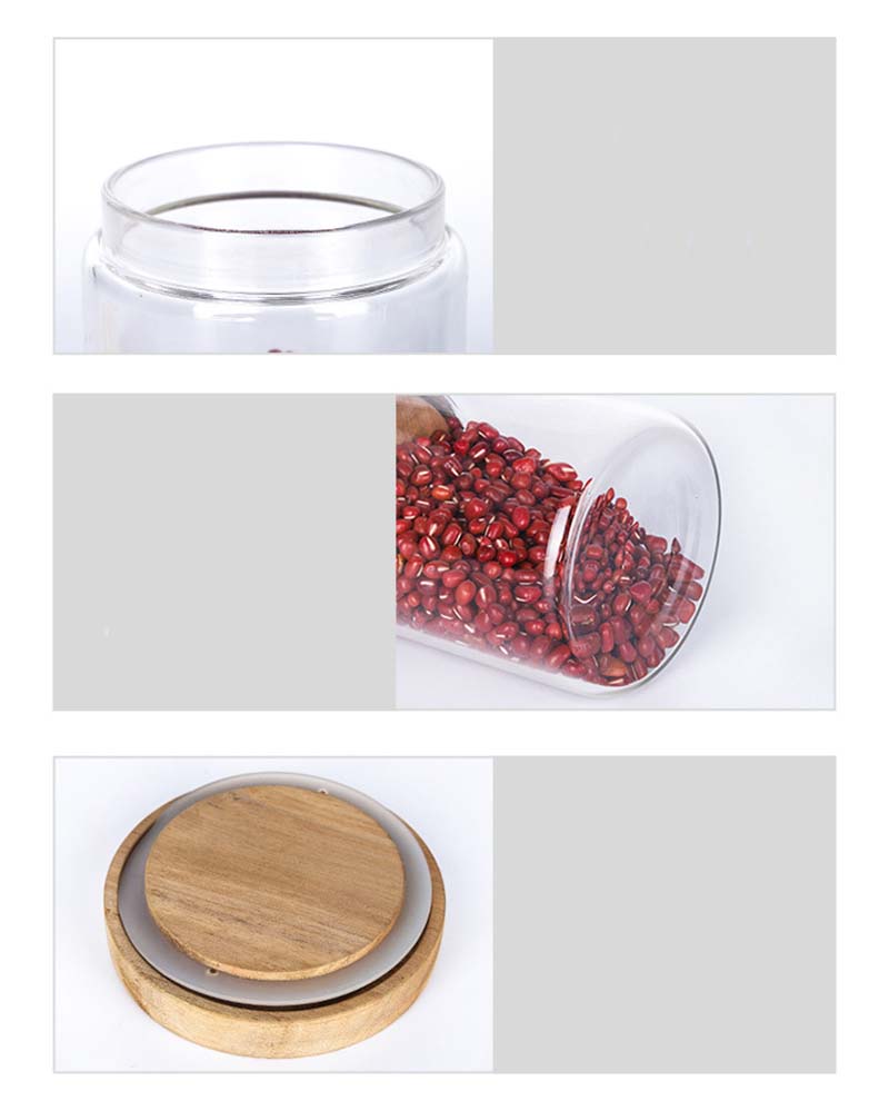 Wholesale Clear Glass Jars With Acacia Mangium Wood Lids Glass Canisters For Kitchen Spices Nuts Grains Candy Tea And More