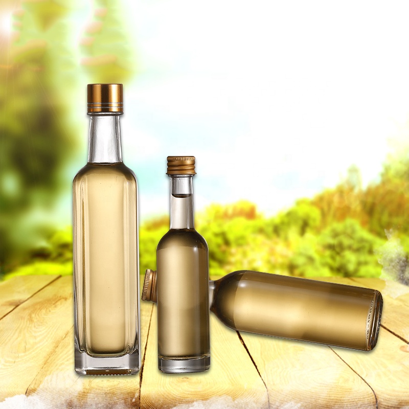 Wholesale Clear Glass Square Shape 100ml Empty Olive Oil Glass Bottles