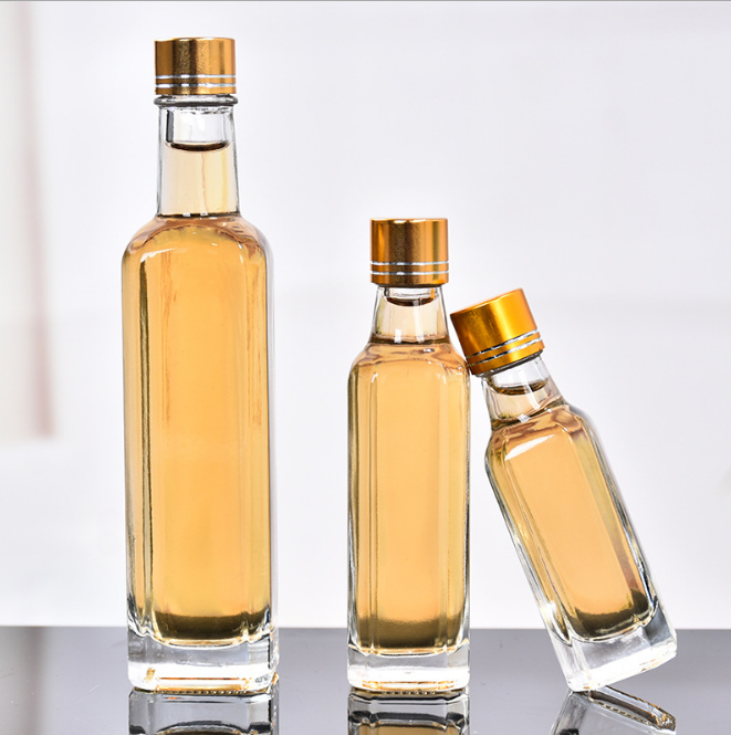 Wholesale Clear Glass Square Shape 100ml Empty Olive Oil Glass Bottles